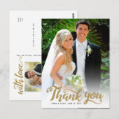 Carte Postale Remerciement de mariage | Écriture dorée sur photo (Devant / Derrière)