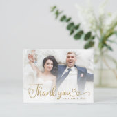 Carte Postale Remerciement de Mariage | Écriture dorée sur photo (Debout devant)