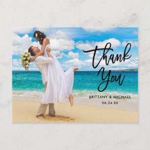 Carte Postale Remerciement de mariage écriture Modern Blk Brosse