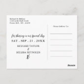 Carte Postale Remerciement de mariage élégant au clair de lune s (Dos)