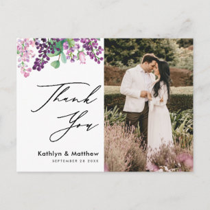 Carte Postale Remerciement de mariage élégant avec écriture de f