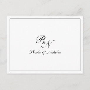Carte Postale Remerciement de mariage élégant classique noir et