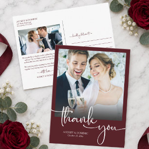Carte Postale Remerciement de mariage élégant en Bourgogne 2 Pho