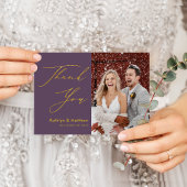 Carte Postale Remerciement de mariage élégant mauve écriture mod