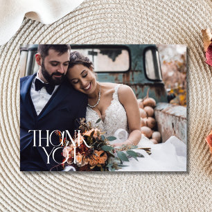 Carte Postale Remerciement de mariage élégant moderne avec photo