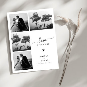 Carte Postale Remerciement de mariage élégant moderne avec quatr