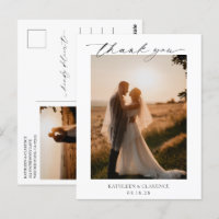 Remerciement de mariage élégant noir et blanc clas