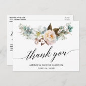 Carte Postale Remerciement de mariage en calligraphie florale bo (Devant / Derrière)