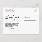 Carte Postale Remerciement de mariage en calligraphie florale bo (Dos)