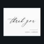 Carte Postale Remerciement de mariage en calligraphie manuscrite<br><div class="desc">Envoyez vos remerciements avec cette carte de remerciement personnalisable. Elle présente une calligraphie manuscrite et une typographie classique. Personnalisez cette carte de remerciement de mariage en ajoutant vos détails. Cette carte de remerciement en calligraphie est parfaite pour les occasions spéciales et pour un usage professionnel et personnel.</div>