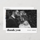 Carte Postale Remerciement de mariage en typographie noire gras  (Devant / Derrière)