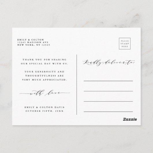 Carte Postale Remerciement de mariage floral automnal rustique (Dos)