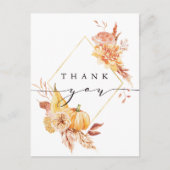 Carte Postale Remerciement de mariage floral automnal rustique (Devant)