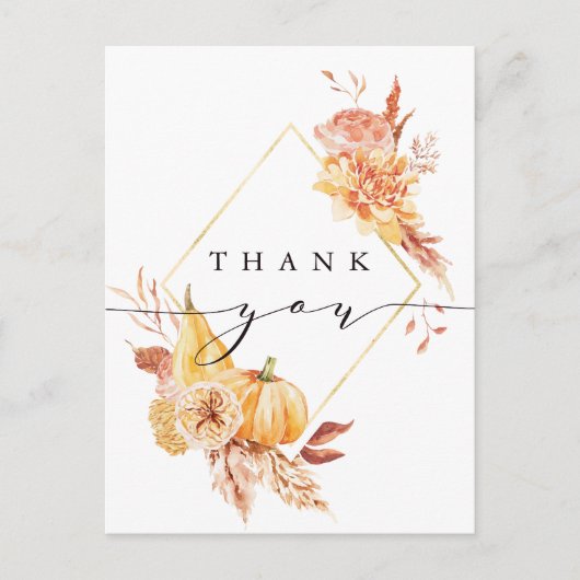 Carte Postale Remerciement de mariage floral automnal rustique  (Devant)