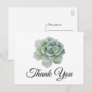 Carte Postale Remerciement de mariage floral sauge succulent