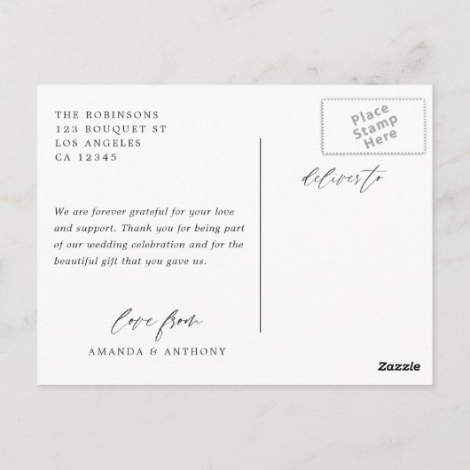 Carte Postale Remerciement de mariage géométrique de forêt d'euc (Dos)