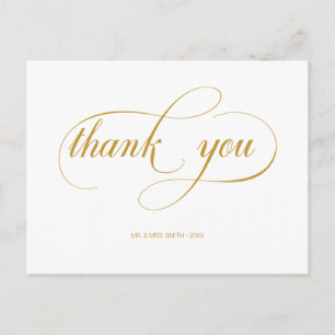 Carte Postale Remerciement de mariage minimal écriture calligrap