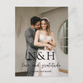 Carte Postale Remerciement de mariage moderne de Natasha Monogra (Devant)