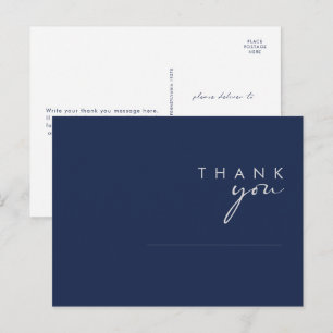 Carte Postale Remerciement de mariage moderne minimal bleu marin