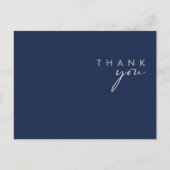 Carte Postale Remerciement de mariage moderne minimal bleu marin (Devant)