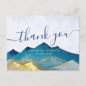 Carte Postale Remerciement de mariage Montagnes Bleues et Or à l (Devant)