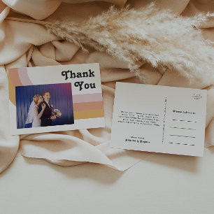 Carte Postale Remerciement de mariage photo arc-en-ciel rétro mo