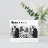 Carte Postale Remerciement de mariage photo Arch Moderne Script (Debout devant)