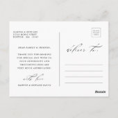 Carte Postale Remerciement de mariage photo avec lettrage chic (Dos)