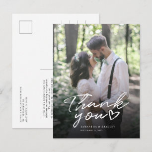 Carte Postale Remerciement de mariage photo avec lettre manuscri