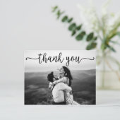 Carte Postale Remerciement de mariage photo Black Swash Script (Debout devant)