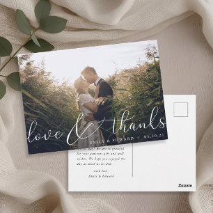 Carte Postale Remerciement de mariage photo calligraphié fantais