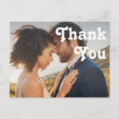 Carte Postale Remerciement de mariage photo complète lettrage ré (Devant)