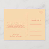 Carte Postale Remerciement de mariage photo crème orange rétro m (Dos)