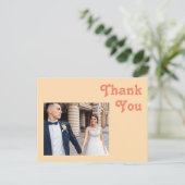 Carte Postale Remerciement de mariage photo crème orange rétro m (Debout devant)