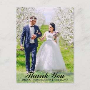 Carte Postale Remerciement de mariage Photo de la mariée et du m