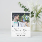 Carte Postale Remerciement de mariage photo de script moderne  (Debout devant)