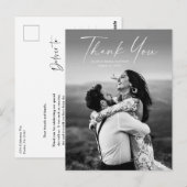 Carte Postale Remerciement de mariage photo de script moderne (Devant / Derrière)