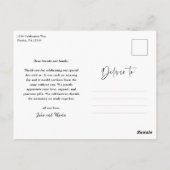 Carte Postale Remerciement de mariage photo de script moderne (Dos)