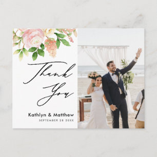 Carte Postale Remerciement de mariage photo de verdure de rose r