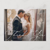 Carte Postale Remerciement de mariage photo deux écriture chic m (Devant)