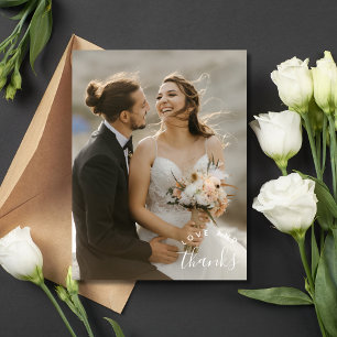 Carte Postale Remerciement de mariage photo simple Love Thanks