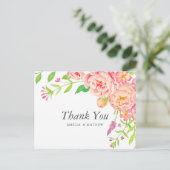 Carte Postale Remerciement de mariage Pivoine rose (Debout devant)