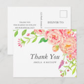 Carte Postale Remerciement de mariage Pivoine rose (Devant / Derrière)