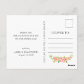 Carte Postale Remerciement de mariage Pivoine rose (Dos)