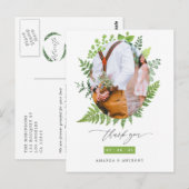 Carte Postale Remerciement de mariage pour la verdure de la forê (Devant / Derrière)