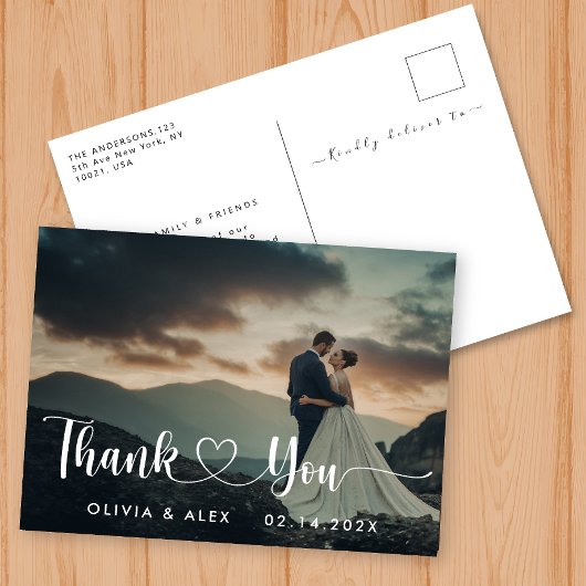 Carte Postale Remerciement de mariage simple