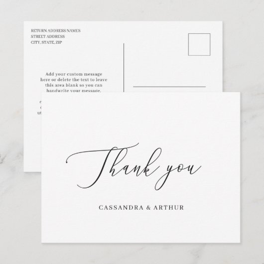 Carte Postale Remerciement de mariage simple classique élégant (Devant / Derrière)