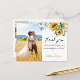 Carte Postale Remerciement de mariage Sunflower Eucalyptus 4 Pho