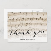 Carte Postale Remerciement de mariage sur une vieille feuille de (Devant / Derrière)