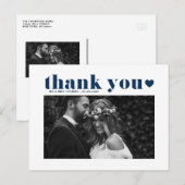 Carte Postale Remerciement de mariage typographie gras rétro ble (Devant / Derrière)